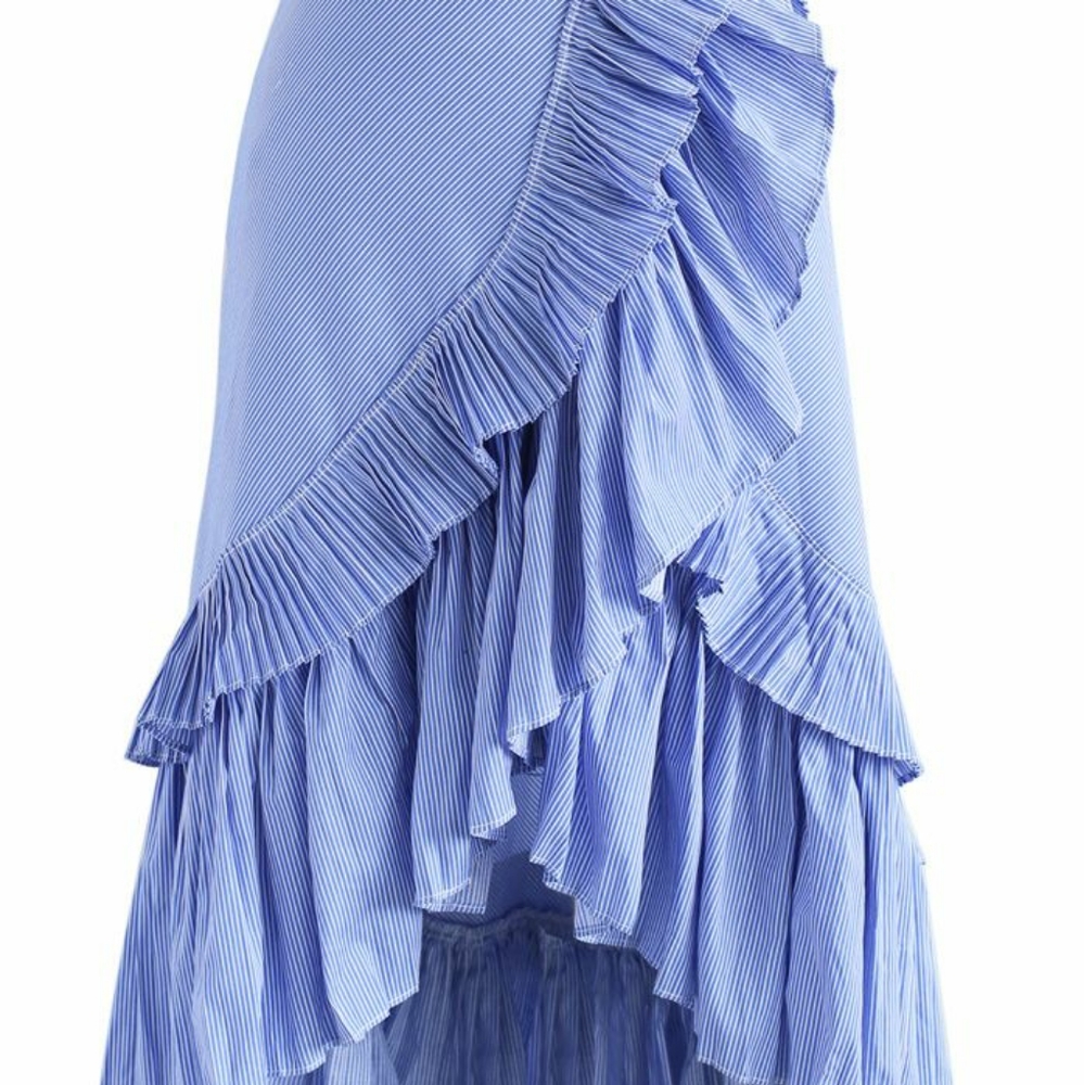 COPY - RUFFLE TIERED FRILL HEM SKIRT WITH PINSTRIPES